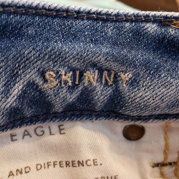 American Eagle Outfitters Next Level Distressed Skinny Jeans Light Blue Denim - Picture 8 of 13